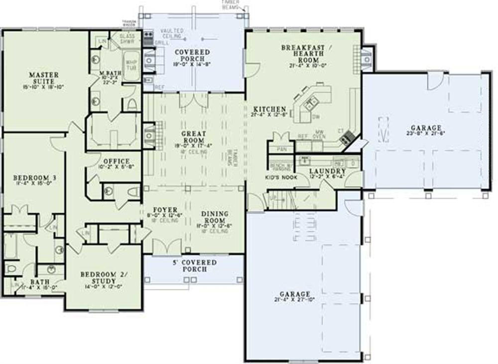 Floor Plan First Story of European Plan #153-1878